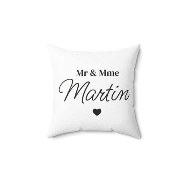 Coussin futurs marié | coussin personnalisé avec noms des mariés et date du mariage – Image 2