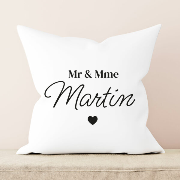 Coussin futurs marié | coussin personnalisé avec noms des mariés et date du mariage