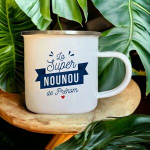 Cadeau assmat, mug Super nounou personnalisé avec prénom de l'enfant