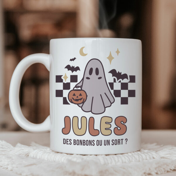 Mug Halloween personnalisé, mug halloween, des bonbons ou un sort