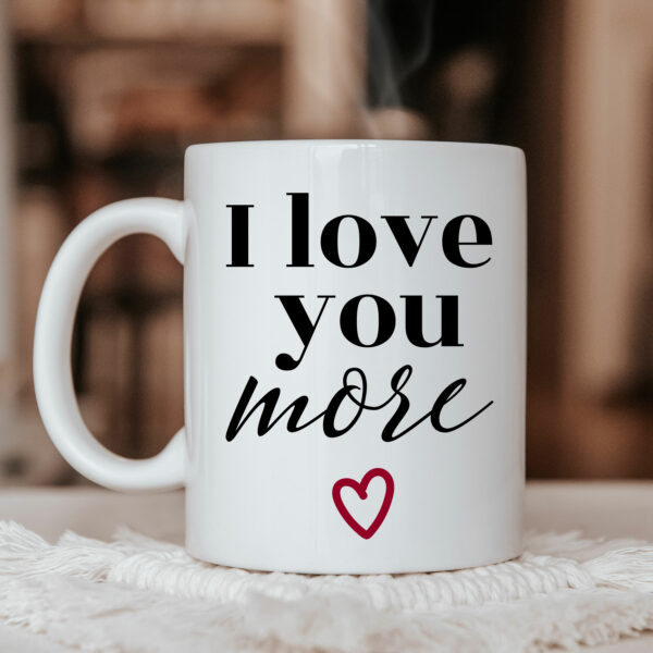 Mug je t'aime plus, idée cadeau amour, couple, i love u more