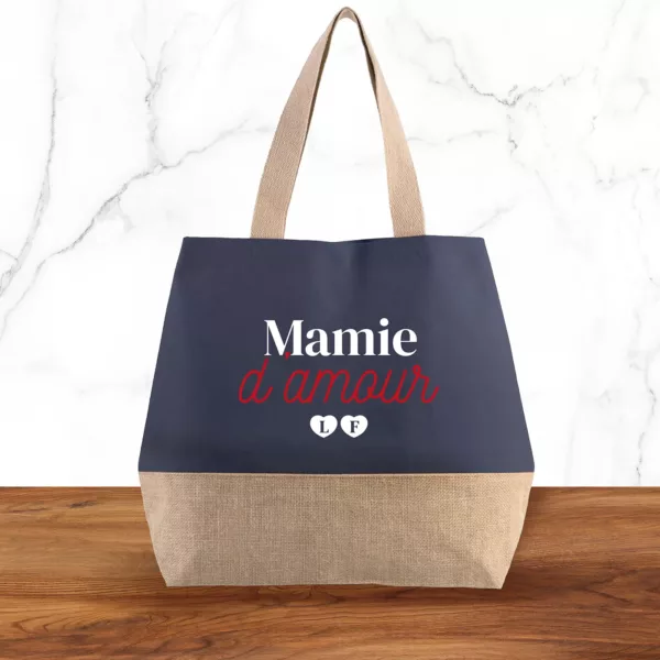 Sac cabas personnalisé Mamie d'amour avec initiales – Image 3