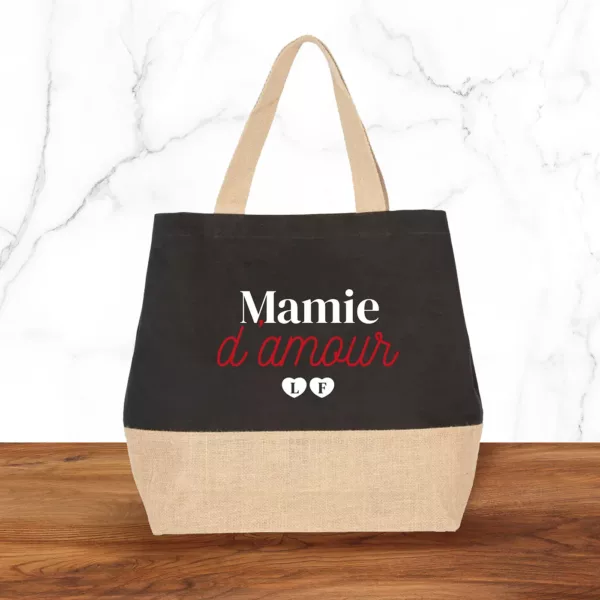 Sac cabas personnalisé Mamie d'amour avec initiales – Image 5