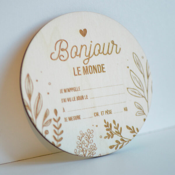 Carte de naissance à remplir en bois – Image 2