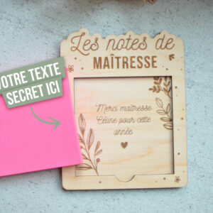 Support post-it maîtresse en bois