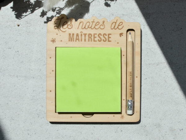 Support post-it maîtresse en bois – Image 4